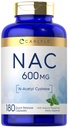 Carlyle NAC N-atsetüül tsüsteiin 600mg | 180 kapslit | piparmündiga | vaba vormi lisand | Mitte-GMO, gluteenivaba