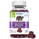 HERBION Elderberry Gummies vitamiin C & tsink - Tervislik immuunsüsteemi tugi - Gluteenivaba ja želatiinivaba - 60 kummikut täiskasvanutele ja lastele 4 aastat ja vanemad - valmistatud USAs, 60 loend (pakk 1)