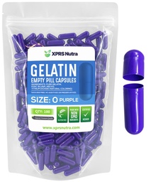 XPRS Nutra suurus 0 Tühjad kapslid - 100 loend Tühjad želatiinkapslid - pillid DIY kapsli täitmine - puhas Veise geel kapslid Do-It-Yourself täiendused (Purple)