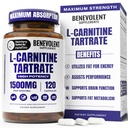 Heatahtlik L-karnitiini lisand - kõrge potents 1500mg L-karnitiintartraat - kiire imendumine, rasva muundamine energiaks, Lean lihaste toetamine, tõhus treening ja ainevahetus - 120 Vegankapslit