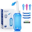 MAOEVER Neti Pot Sinus Loputage Pudeli ninapesu Puhastaja Rõhk Loputada Nasaalne niisutamine täiskasvanutele & Kid BPA Vaba 300 ML 30 Nasaalse pesusoola pakendi ja kleepuva termomeetriga (sinine)