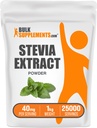 BulkSupplements.com Stevia Extract Powder - Stevia Sweetener - Zero Calorie Sweetener, Gluteenivaba, 40mg per Serving, 1kg (2,2 naela) (Pakk 1)