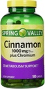 Spring Valley Cinnamon 1000mg Plus Chromium, 180 kapslit