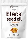 Mikrokoostisosad mustseemneõli vitamiin D3 1000 RÜ, 240 Softgels | 2000 mg Black Seed Oil per Serving | Nigella Sativa Oil | 2-in-1 rafineerimata Seed Oil Formula | Non-GMO, cGMP Valmistatud