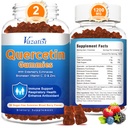 2 Pack Quercetin koos Bromelain Gummies, Quercetin koos C-vitamiini tsink ja Elderberry immuunsüsteemi ja allergia, näritav ja vegan Gummies, segatud marjamaitse 120 Cts