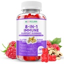 Immuunsüsteemi tugikummid - 8-in-1 vormeli taimsed toidulisandid Astragalus, Elderberry, Quercetin, Bromelain, Echinacea, C-vitamiin, D3 ja tsink igapäevaseks tasakaaluks, Vaarikamaitse, 60 krahv