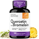 Quercetin koos Bromelain Vegetarian Supplement kapslid | 120 arvu (1000 mg per Serving 2400 GDU / g) | toetab tervislikku immuunsüsteemi, aitab hooajalise allergia tugi | kõrge imendumine Antioksüdant