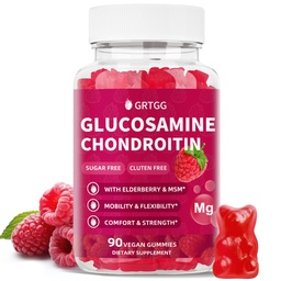 Glükoosamiin Chondroitin Gummies koos MSM & Elderberry Extra Tugevus 3000MG - ühine tugi, antioksüdantide immuuntoetus täiskasvanutele, meestele ja naistele - 90 Vaarikakummid