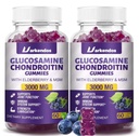 2 Pakendid 3000MG Glükosamiini Kondroitiin Gummies koos MSM & Elderberry Extra Tugevusega - Ühine tugi, antioksüdantide immuuntoetus täiskasvanutele, meestele ja naistele - 120 mustikakummid