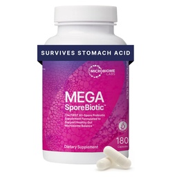 Microbiome Labs MegaSporeBiotic probiootikumid naistele ja meestele - Spore-Based probiootikum soolestiku tervise ja seedetrakti toetuseks - riiulil stabiilne, reisi-sõbralik, meeste ja naiste probiootikumid (180 kapslit)