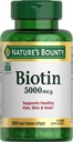 Looduse Bounty Biotin, toetab ainevahetust rakkude energia ja tervete juuste, naha ja küünte jaoks, 5000 mcg, 150 softgels