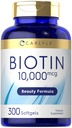 Carlyle Biotin 10000mcg | 300 Softgels | Max Tugevus juustele, nahale ja küüntele | Mitte-GMO, gluteenivaba täiendus