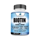 American Standard Supplements Biotin 200,000mcg koos Keratin, kookospähkli pulber ja tsink, Biotin täiendada naistele ja meestele, 120 Veggie kapslid, 120 päeva pakkumine