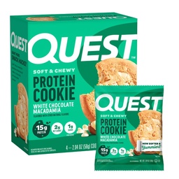 Quest Nutrition White Chocolate Macadamia Protein Cookie, 15g Valk, 1g Suhkur, 2g Net Carbs, Keto Sõbralik, Kõrge Valk, Madala Süsivesikusisaldusega; 4 Count