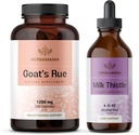 HERBAMAMA Kitse rue ja piimaohaka komplekt - 1200 mg kitse ruekapslid ja piimaohaka maks Detox tilgad 4 fl oz - Vegan, mitte-GMO, suhkur ja alkoholivaba - 2 Pack