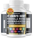 Naistepuna Rhodiola Rosea Ashwagandha Püha basiilik Valerian Chamomile Black Pepper - 150 kapslit - valmistatud USA-s