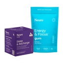 Neuro Energy & Sleep Bundle - Energy & Focus Gum (Peppermint, 90 Count) + Melatoniin 5mg Sleep & Recharge Mints (Öö Berry, 72 tükki) - Päevane fookus ja öine puhketoetus