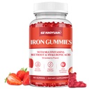 Raudkummid naistele ja lastele - raualisandiga kummid multivitamiiniga vereehitajale, energiale, rauapuudusele ja aneemiale - suhkruvaba vegan maasikas 60 ct