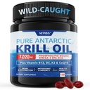 Antarktika krillõli 1200 mg Omega 3 lisand, Omega 3 krillõli Softgels w/EPA, DHA, astaksantiin & fosfolipiidid aju ja antioksüdandi jaoks, jätkusuutlikult hangitud, kala maitseta, 120 Softgels