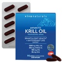 Viva Naturals Antarktika krillõli, 1200 mg – Omega-3 DHA & EPA koos astaksantiiniga liigeste tervise jaoks, No Fish Burp, 90 Softgels