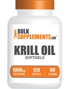 BulkSupplements.com Krill Oil 1000mg Softgels - Antarktika krillõli lisand - Omega 3 täiendus, DHA lisand - gluteenivaba, 2 Softgels per Serving, 120 loend (pakk 1)