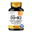 Sandhu vitamiin D3 K2 Magneesium 5000 IU, 120mcg K2 Kapslid 120 Loe (pakk 1) | koos VIT B6, Tsink & Quercetin | D3K2 toetab paremat imendumist, energiat, immuunsust, lihaste tervist meestele ja naistele