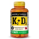 MASON LOODUSLIK vitamiin K2 + D3, 100, päevane pakkumine koos kaltsiumiga normaalse luu ja lihaste toetamiseks, tabletid