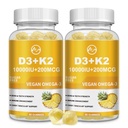 M tolli Vitamiin D3 K2 Kummid, Vitamiin D3 10000IU, K2 (MK-7) 200mcg, 6-in-1 Vitamiin D3 con K2 Täiendus Omega-3 naistele ja meestele - Luud, Hammaste ja immuunsüsteemi tugi, Suhkruvaba, 2 Pack