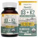 Orgaaniline taim D3 + K2 | 10000 IU D3 + 120 mcg K2 all-trans MK7 alates MenaQ7® - 100% kogu toit, toores & vegan | täiustatud seedimine koos prebiootikumide ja supertoidu kompleksiga - D3 orgaanilistest vetikatest (60 loend)