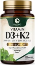 D3 K2 Vitamiin - Vitamiin D3 5000 RÜ Softgeli kohta - kõrge potentsiga D3-vitamiin - 2-in-1 kompleksne D-vitamiin ja K2-vitamiin (MK7) - kerge neelata, luu ja immuunsuse tugi - pudelis USA - 120 Softgels