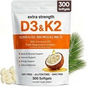 ELVERA Vitamiin D3 K2 Magneesiumikompleks, ekstra tugevus D3 & K2 kolmekordsete magneesiumi softgelidega, D3 K2 Vitamiin 10000 IU softgels(1)