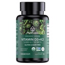 PlantFusion Orgaaniline Vegan Vitamiin D3 + K2 5000 RÜ, 50MCG - D-vitamiin, mis on saadud taimsest samblikust ja K2-vitamiinist, immuunsuse toetamiseks ja luude terviseks - 120 kapslit