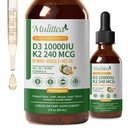 2 Pack Orgaaniline Vitamiin D3 K2 Vedel 10000 RÜ w/ Vegan Omega-3 & Kookospähkli MCT Õli - Maksimaalne tugevus D-vitamiini lisand, Ei Täiteaineid, Mitte-GMO K2 MK7 luude, lihaste ja suure imendumisega-2 Fl Oz