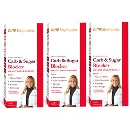 Dr Stephanie's Mealtime Carb & Sugar Blocker - Vähendage seeditavaid süsivesikuid, suhkruid ja kaloreid, stimuleeriva tasuta (3 Pack)