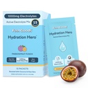 Feel Goods Hydration Hero, 1000 mg Elektrolüütide Pulber, Suhkruvaba, Magneesium, Orgaaniline Aloe Vera, L Theanine, Vitamiin C & B12, Keto, Vegan, Elektrolüütide paketid, Passion Fruit Punch, 15 Count