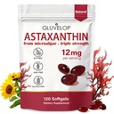 Astaksantiin 12mg, Premium Astaksantiin Antioksüdandid Toidulisandid, Toetab Silma, Nahk, Immuun, Siseringlus, Värsked Mikrovetikad Allikas, Kolmekordne Tugevus, Mitte-GMO, 4 Kuu Tarne, 120 Softgels