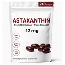 Astaksantiin 12mg, Premium astaksantiin Antioksüdandi toidulisandid antioksüdandi aktiivsusega, toetab silma, immuunsust, naha tervist, sisemist ringlust-240 Softgels