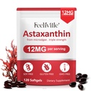 Astaksantiin 12mg, 120 softgels, 4 kuu pakkumine | Premium astaksantiini antioksüdandid | Värsked mikrovetikad Allikas | toetab silma, liigest, sisemist ringlust, naha tervist
