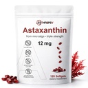Premium astaksantiin 12 mg antioksüdandi lisandit E-vitamiiniga - 120 softgeeli, 4 kuu varu, mikrovetikate allikas, toetab nahka, silma ja liigeste tervist, mitte-GMO, gluteeni ja soja tasuta