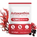 Astaksantiini täiendused, 12 mg astaksantiini looduslik vananemisvastane valem - toetab silmi, liigeseid, sisemist ringlust ja naha tervist, mitte-GMO mitte-gluteeni