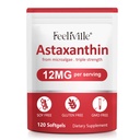 Premium Astaksantiin Toidulisandid 12mg 120 Softgels, Astaksantiin Antioksüdant täiendada silma, naha, liigese, aju, värske mikrovetikate allikas südame ja immuunsüsteemi tervise