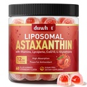 Liposomaalsed astaksantiin Gummies, orgaaniline astaksantiin 12 mg toidulisandeid koos lükopeeniga, glutatiooni võimsate antioksüdantide jaoks, pluss vitamiinid ja CoQ10 silma, naha ja immuunsüsteemi tervise jaoks, suhkruvaba, vegan, 60