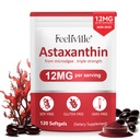 Astaksantiin Toidulisandid, Premium Astaksantiin 12mg Antioksüdandiga Antioksüdandiga, Toetab Silma, Liigest, Immuunsust, Naha Tervist, Siseringlust, 1Pack(120 Softgels), Mitte-GMO & Ei Gluteeni