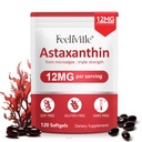 Astaksantiin 12mg 120 Softgels, Premium Astaksantiini Antioksüdandi Toidulisandid Antioksüdandiga, Toetab Silma, Naha, Immuunsüsteemi, Siseringlust