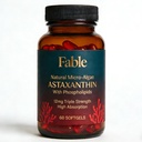 Fable Astaksanthin 12mg koos fosfolipiididega - 5X imendumine, looduslikud mikrovetikad hangitud antioksüdandid naha, silmade ja südame tervise jaoks, 60 loend