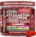 Puhas Nutraceuticals AstaZen Astaxanthin Gummies 12mg - koos lükopeeni, vitamiinid A C D E, L-türosiin & Selenium - Antioksüdandid Toetus Gummies - 60 Count