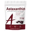 Astaksantiin 12mg, kolmekordne tugevusega naha vitamiinid antioksüdandi aktiivsusega naistele, immuunsüsteemi, naha, silmade ja liigeste tervise toetamine, siseringluse edendamine, šokolaadi maitse, 120 serveerimist