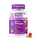 SmartyPants Toddler Multivitamiin Gummies, Omega 3 (DHA/EPA), Vitamiinid D3, C, Vitamiin B12, B6, A, K & Tsink, Biotiin, Gluteenivaba, Kolm puuviljamaitset, 60 loend (30 päeva pakkumine)