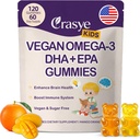 Omega 3 kummikud lastele ja teismelistele - Suhkruvaba Omega DHA & EPA täiendus Gummy lastele Aju ja immuunsus - No Fish Burps, Vegan - 120 Gummies
