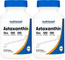 Nutrikostastaksantiin 12mg, GMO-vaba ja gluteenivaba, 120 Softgels (4 kuu pakkumine) (2. pakk)